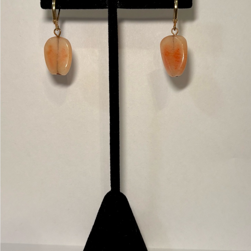 Pink Stone Earring with Gold Lobster Clasp